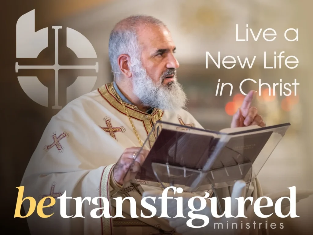 Priest speaking with text "Live a New Life.