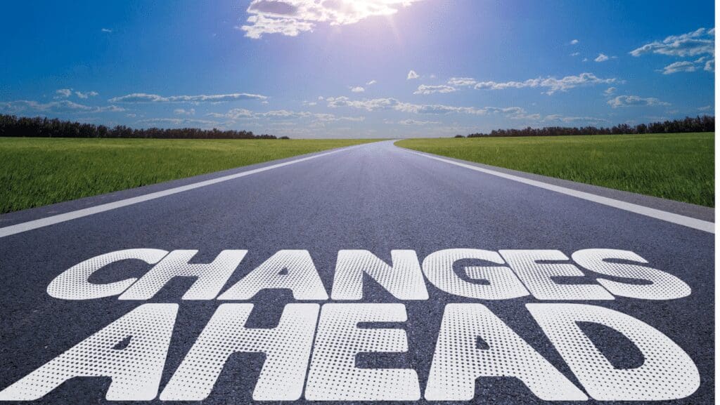 Changes Ahead, Written On A Road With Sun In The Sky