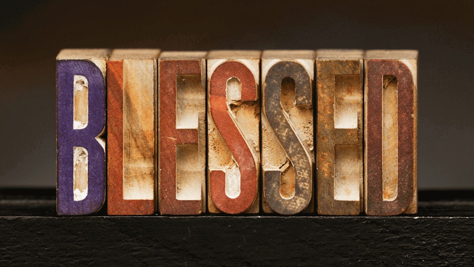 Blessed written on wooden blocks