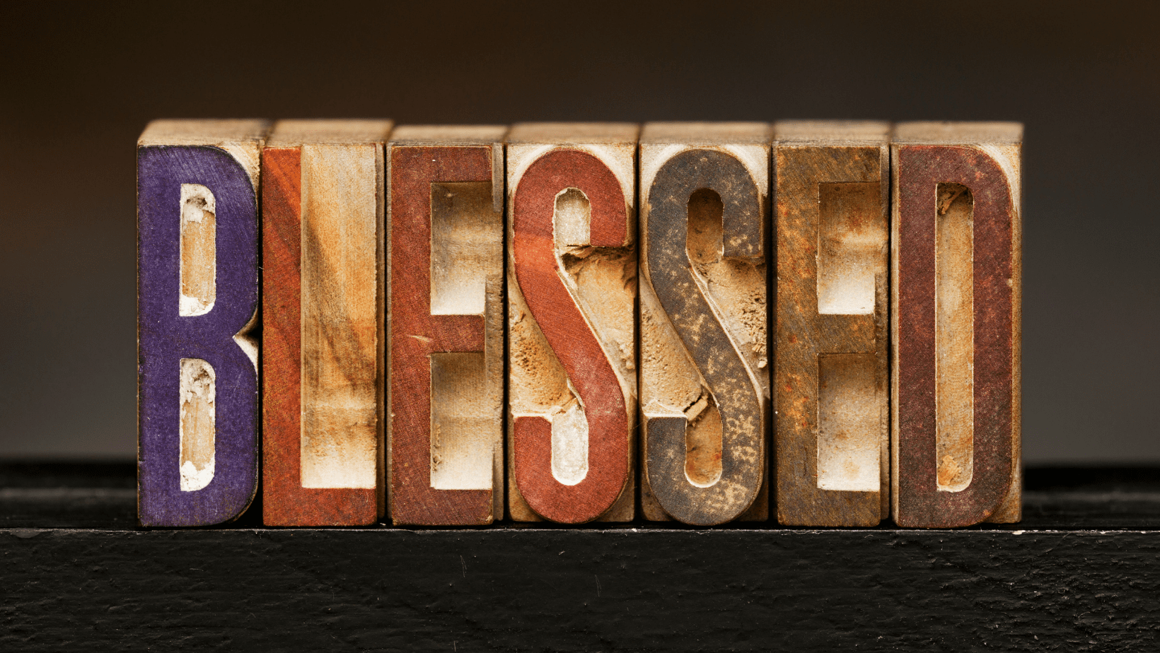 Blessed written on wooden blocks