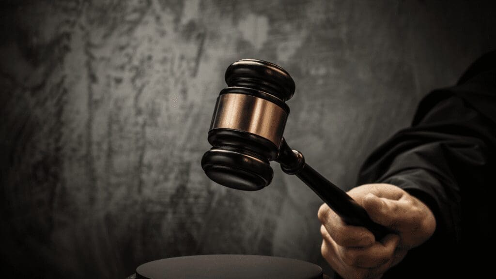 A judge using their gavel