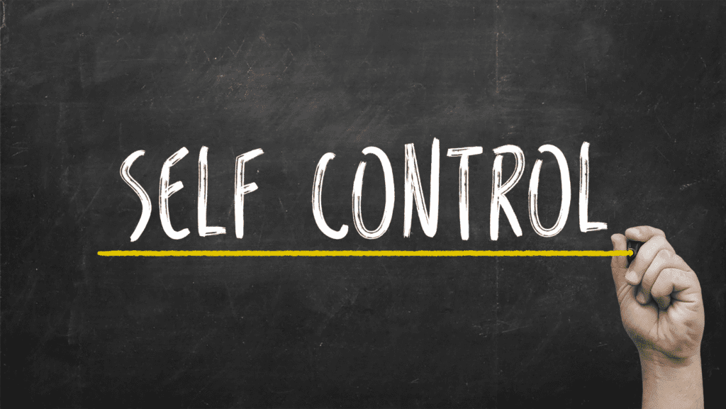 The word Self Control written on a chalkboard
