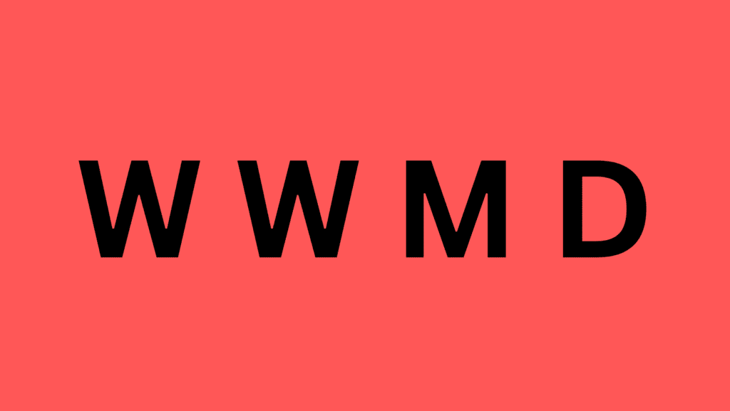 Black WWMD text on a red background