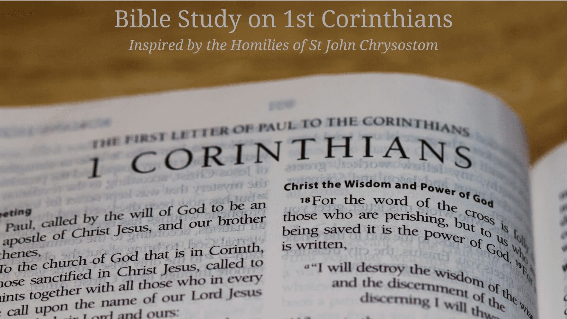Open Bible showing 1st Corinthians text.