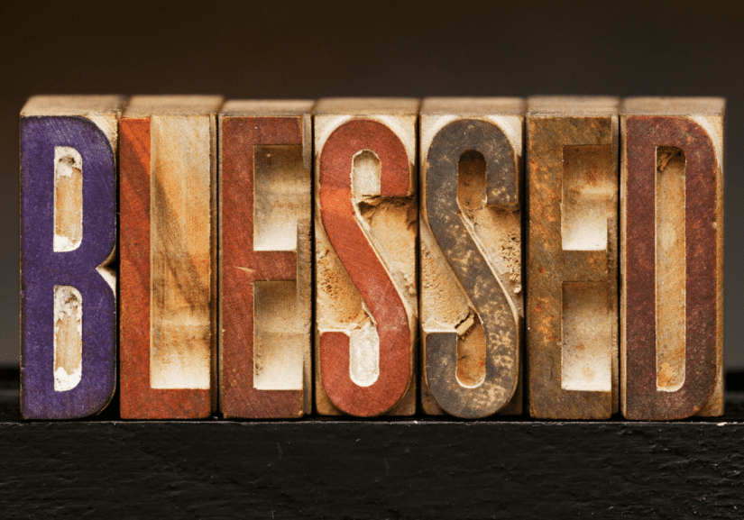 Blessed written on wooden blocks