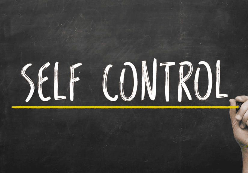 The word Self Control written on a chalkboard