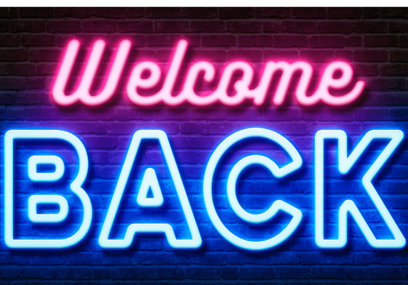 Neon Welcome Back sign